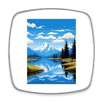 Lake Matheson Neuseeland Vintage Reiseposter - Viereckiger Kühlschrankmagnet - Weiß - Vorne
