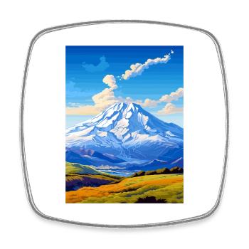 Mount Ruapehu Neuseeland Vintage Reiseposter - Viereckiger Kühlschrankmagnet - Weiß - Vorne