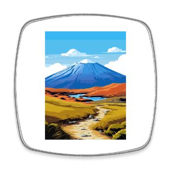 Tongariro Alpenüberquerung Vintage Reiseposter - Viereckiger Kühlschrankmagnet - Weiß - Vorne