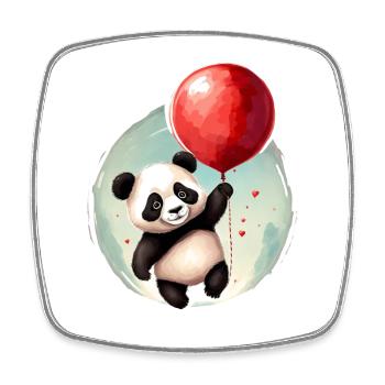 Panda Bär mit Ballon - Viereckiger Kühlschrankmagnet - Weiß - Vorne
