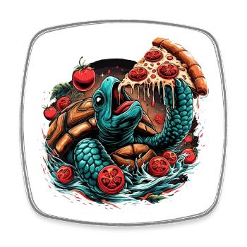 Turtle Pizza Tomato Design - Square fridge magnet - white - Front