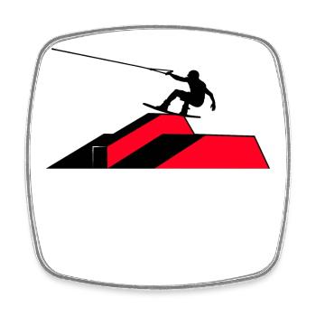 Wave Wakeboard Surfing Stunt Water Sports - Square fridge magnet - white - Front