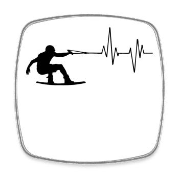 Water Sports Wakesurfing Surfboard Stunt Wakeboard - Square fridge magnet - white - Front