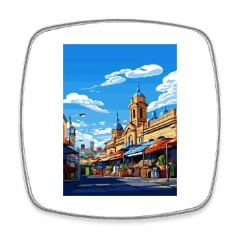 Queen Victoria Market Vintage Reiseposter WPA - Viereckiger Kühlschrankmagnet - Weiß - Vorne