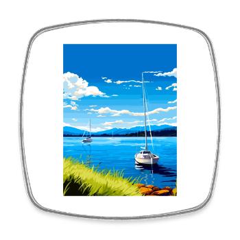 Lake Taupo Neuseeland Vintage Reiseposter WPA - Viereckiger Kühlschrankmagnet - Weiß - Vorne