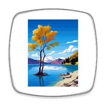 Lake Wanaka Neuseeland Vintage Reiseposter WPA - Viereckiger Kühlschrankmagnet - Weiß - Vorne