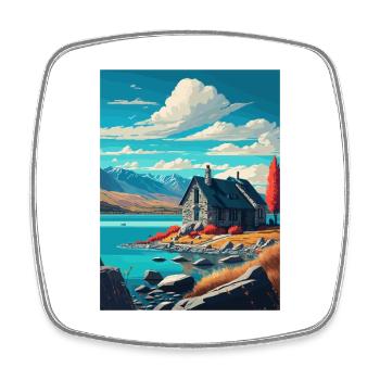Lake Tekapo Neuseeland Vintage Reiseposter WPA - Viereckiger Kühlschrankmagnet - Weiß - Vorne