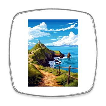 Nugget Point Nouvelle-Zélande Vintage Affiche de voyage WPA - Magnet carré - blanc - Devant