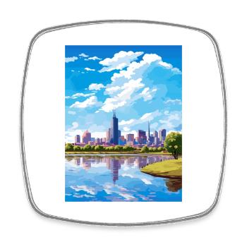 Melbourne Australia Deco Vintage Travel Poster WPA - Square fridge magnet - white - Front