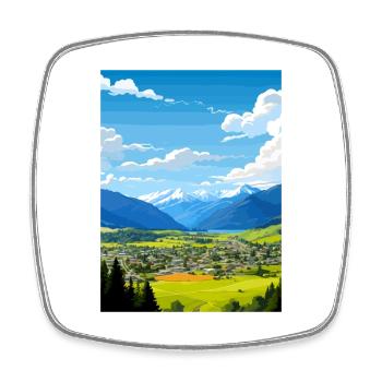 Hamner Springs Neuseeland Vintage Reiseposter - Viereckiger Kühlschrankmagnet - Weiß - Vorne