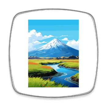 Mount Taranaki Neuseeland Vintage Reiseposter - Viereckiger Kühlschrankmagnet - Weiß - Vorne