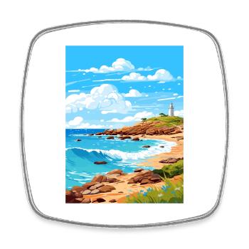 Montague Island Australie Affiche de voyage Vintage - Magnet carré - blanc - Devant