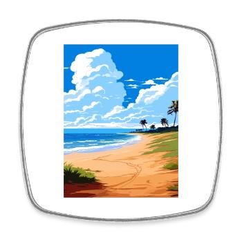 Four Mile Beach Australia Vintage Travel Poster - Square fridge magnet - white - Front
