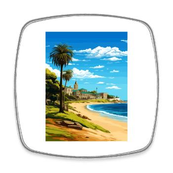 Cottesloe Beach Australie Affiche de voyage Vintage - Magnet carré - blanc - Devant