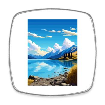 Lake Wakatipu Neuseeland Vintage Reiseposter - Viereckiger Kühlschrankmagnet - Weiß - Vorne