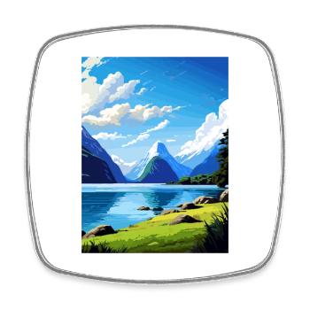 Milford Sound Nouvelle-Zélande Vintage Travel Poster - Magnet carré - blanc - Devant