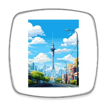 Auckland Neuseeland Neuseeland Vintage Reiseposter WPA - Viereckiger Kühlschrankmagnet - Weiß - Vorne