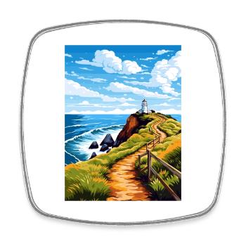 Nugget Point Nouvelle-Zélande Vintage Affiche de voyage WPA - Magnet carré - blanc - Devant