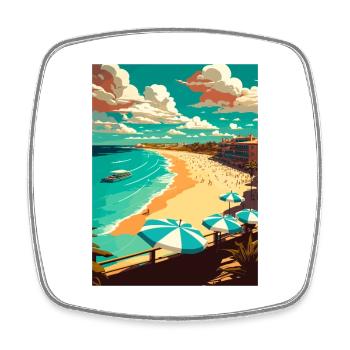 Bondi Beach Australien Vintage Reiseposter WPA - Viereckiger Kühlschrankmagnet - Weiß - Vorne