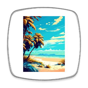 Four Mile Beach Australia Vintage Travel Poster - Square fridge magnet - white - Front