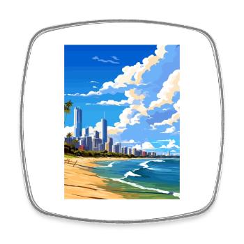 Gold Coast Australien Deko Vintage Reiseposter - Viereckiger Kühlschrankmagnet - Weiß - Vorne
