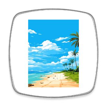 Four Mile Beach Australia Vintage Travel Poster - Square fridge magnet - white - Front