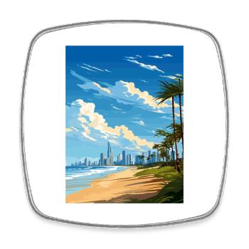 Gold Coast Australien Deko Vintage Reiseposter - Viereckiger Kühlschrankmagnet - Weiß - Vorne