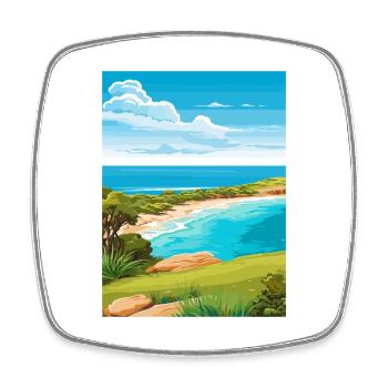 Kangaroo Island Australia Deco Travel Poster - Square fridge magnet - white - Front