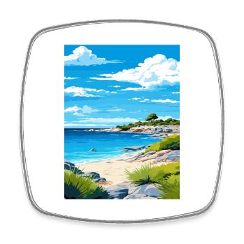 Rottnest Island Australia Deco Travel Poster - Square fridge magnet - white - Front