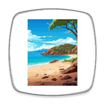 Magnetic Island Australia Deco Travel Poster - Square fridge magnet - white - Front