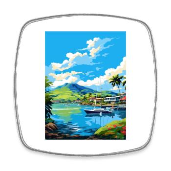Île Hamilton Australie déco voyage affiche - Magnet carré - blanc - Devant