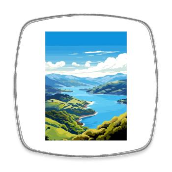 Marlborough Sounds Neuseeland Reiseposter - Viereckiger Kühlschrankmagnet - Weiß - Vorne