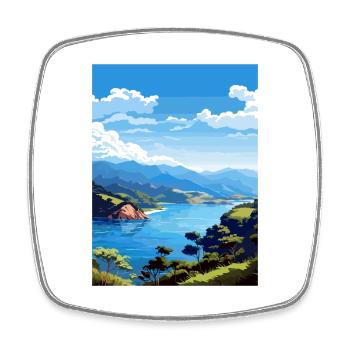 Marlborough Sounds Neuseeland Reiseposter - Viereckiger Kühlschrankmagnet - Weiß - Vorne