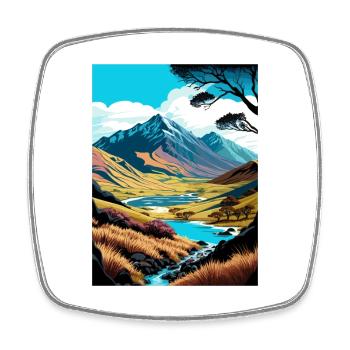 Egmont Nationalpark Neuseeland Reiseposter - Viereckiger Kühlschrankmagnet - Weiß - Vorne
