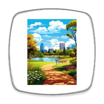 Kings Park Royal Botanic Garden Travel Poster - Square fridge magnet - white - Front