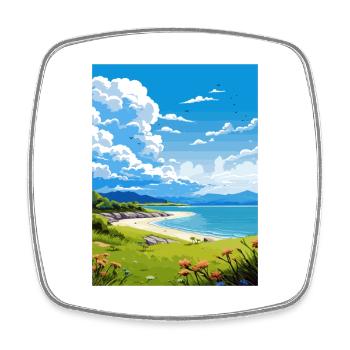 Pegasus Bay Baygift Nouvelle-Zélande affiche de voyage - Magnet carré - blanc - Devant