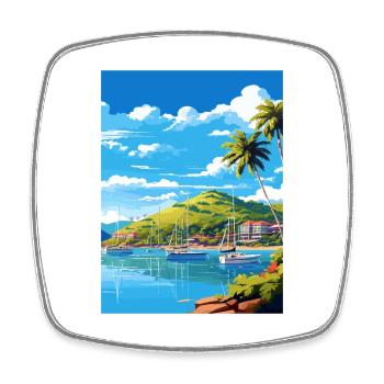 Hamilton Island Australia Deco Travel Poster - Square fridge magnet - white - Front
