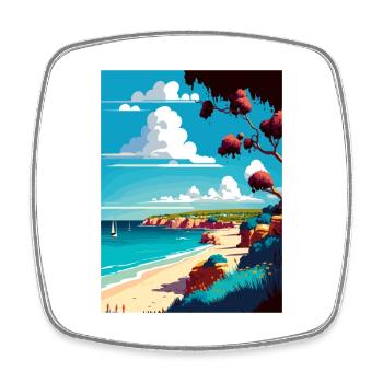 Mornington Peninsula Australia Travel Poster - Square fridge magnet - white - Front