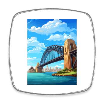 Sydney Harbour Bridge Australien Reiseposter - Viereckiger Kühlschrankmagnet - Weiß - Vorne