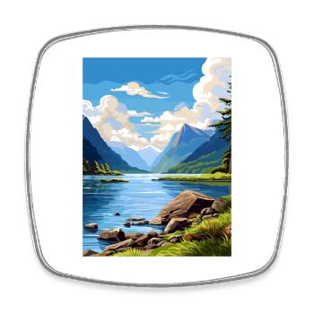Fiordland Nationalpark Neuseeland Reiseposter - Viereckiger Kühlschrankmagnet - Weiß - Vorne