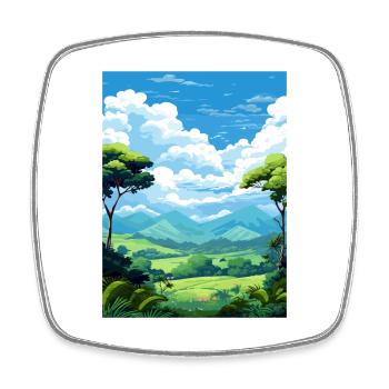 Daintree Rainforest Australia Deco Travel Poster - Square fridge magnet - white - Front