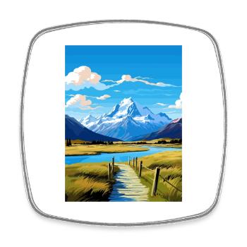 Mount Cook Nationalpark Neuseeland Reiseposter - Viereckiger Kühlschrankmagnet - Weiß - Vorne