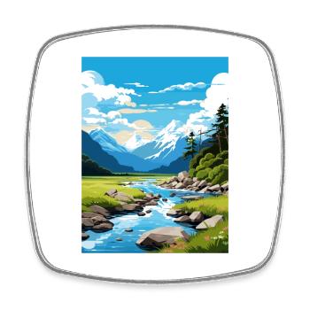 Fiordland Nationalpark Neuseeland Reiseposter - Viereckiger Kühlschrankmagnet - Weiß - Vorne