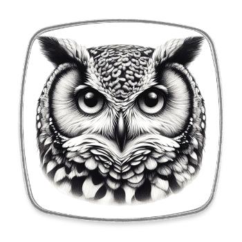 Hibou - Magnet carré - blanc - Devant