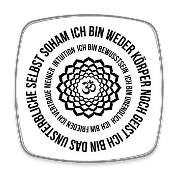 Kronenchakra Mantra SOHAM ich bin Frieden - Viereckiger Kühlschrankmagnet - Weiß - Vorne