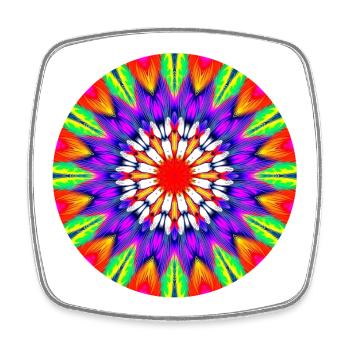 Kaleidoscope Mandala Color Rush - Square fridge magnet - white - Front