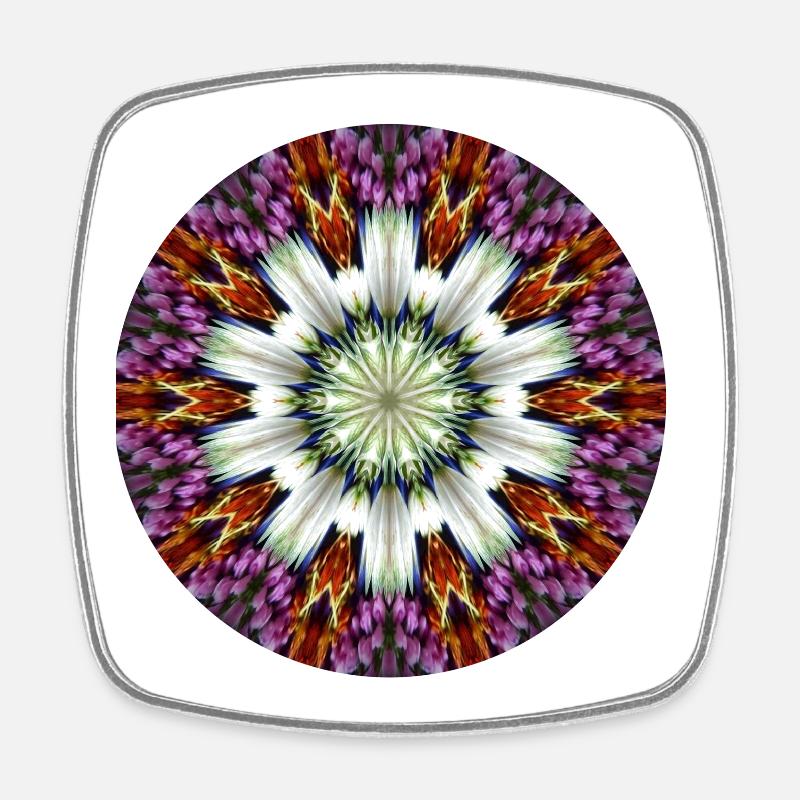 Étoile florale kaléidoscopique - Magnet carré - blanc