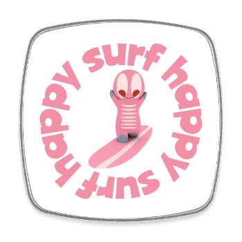 Figurine Kawaii de surf mignonne - Magnet carré - blanc - Devant