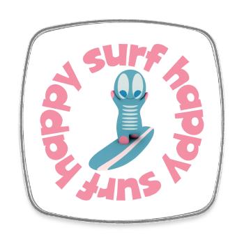 Drôle de figurine Surf Kawaii - Magnet carré - blanc - Devant