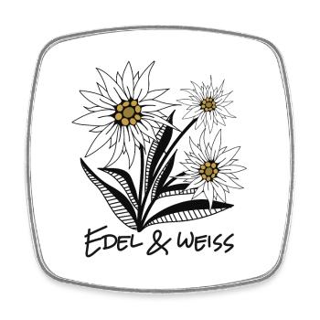 Edelweiss is noble & white - mountain flower in perfection - Square fridge magnet - white - Front